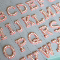 Pink  A to Z Pearl Rhinestone Letter Patches Set  Clothes SlippeR
