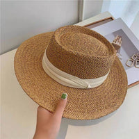 BEACH VACATION SUN FEDORA STRAW HATS FOR WOMEN_CWAH1151: KHAKIBLACK / (OS) 1