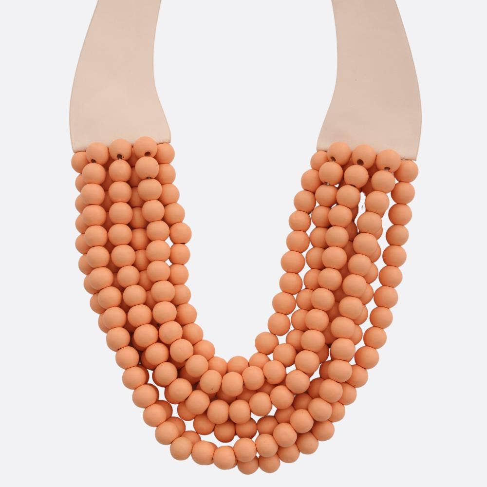 WOOD BEADED LAYERED MAGNETIC NECKLACE : FCH