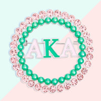 Brooch Pink Green AKA Round Pin for Women: Pink and Green / Rhodium / 2 inches