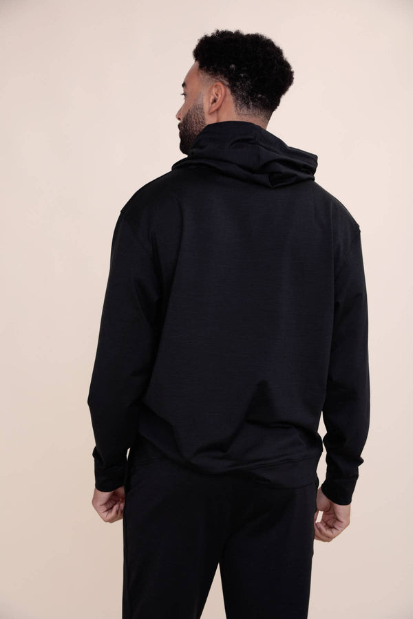 Melange Hoodie Pullover - BLACK