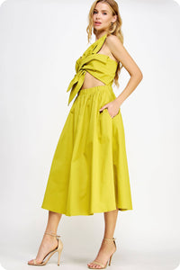 Wendy Knotted Flower Bow Midi Dress