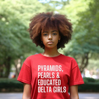 Pyramids + Pearls Unisex Sorority Tee • Crew Neck: Black