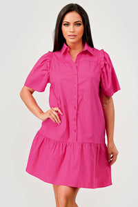 Cindy Short Sleeve Collared Button Down Dress