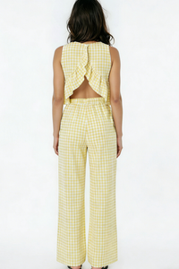 Gingham Pants & Top Set: Black / M