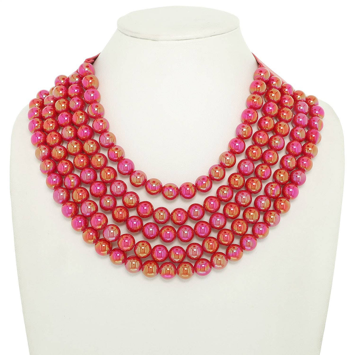 BLING METALLIC COLOR BEADED NECKLACE FAUX LEATHER MAGNETIC: Blue