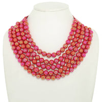 BLING METALLIC COLOR BEADED NECKLACE FAUX LEATHER MAGNETIC: Blue