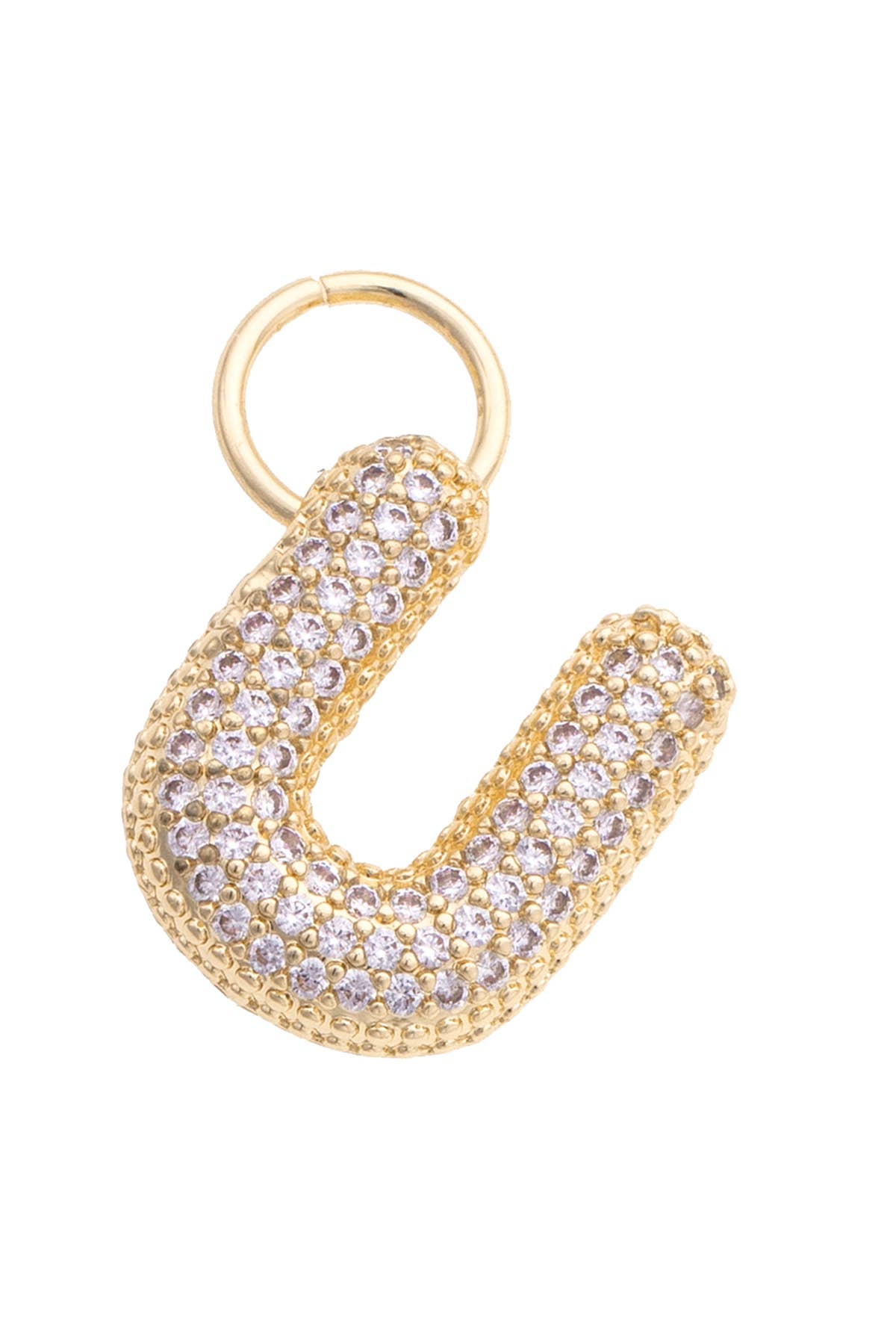 Canvas Style Charm Bar Letter Pave Initial Charm in Shiny Gold