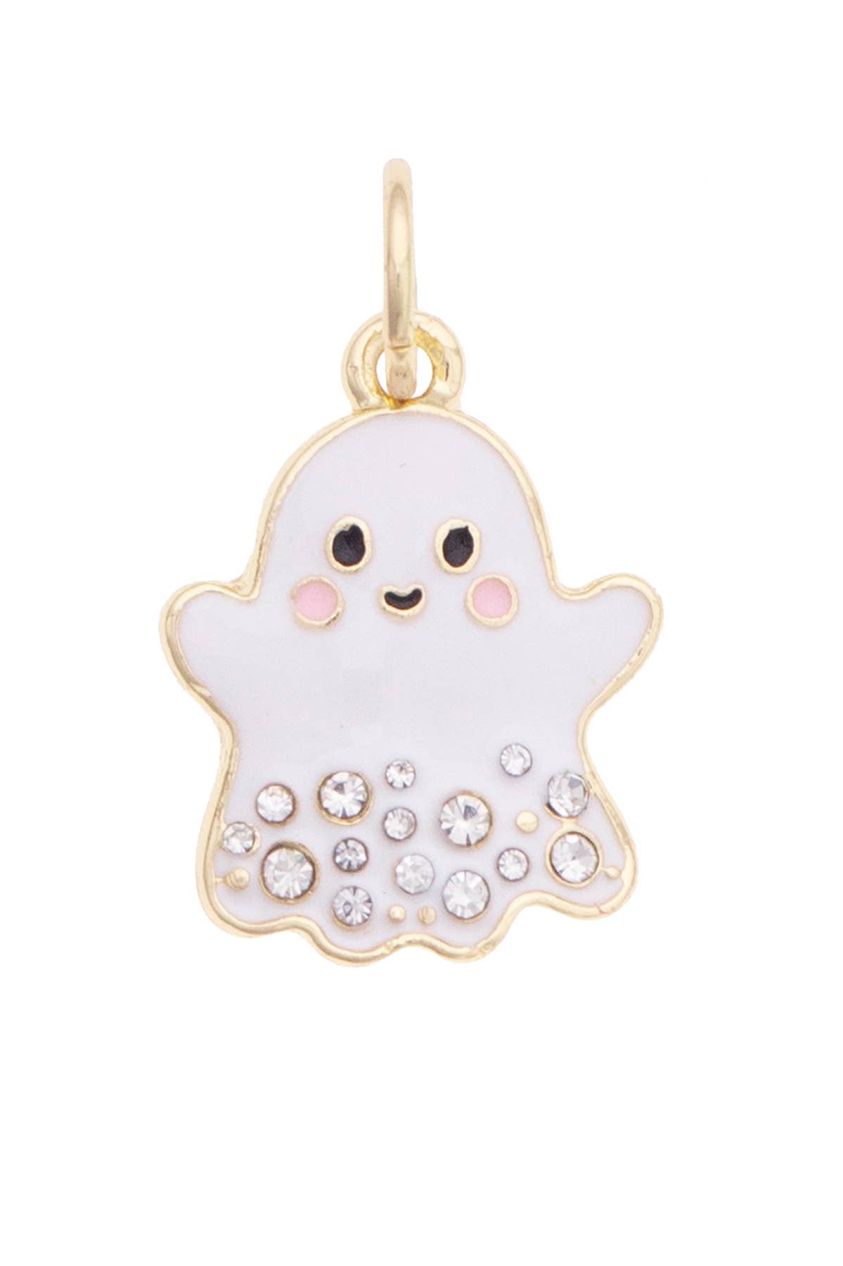 Rhinestone Ghost Charm in White