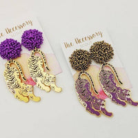 Scout Celebration Tailgate Tiger Earrings: Orange & Blue tigers OR  Purple Tigers