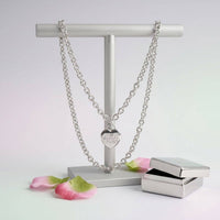 AKA Silver 1908 Legacy Heart Lock Chain Necklace: Silver / Rhodium / 18 inches