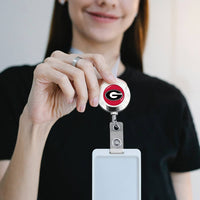 Georgia Bulldogs  Round Badge Reel (Belt Clip)