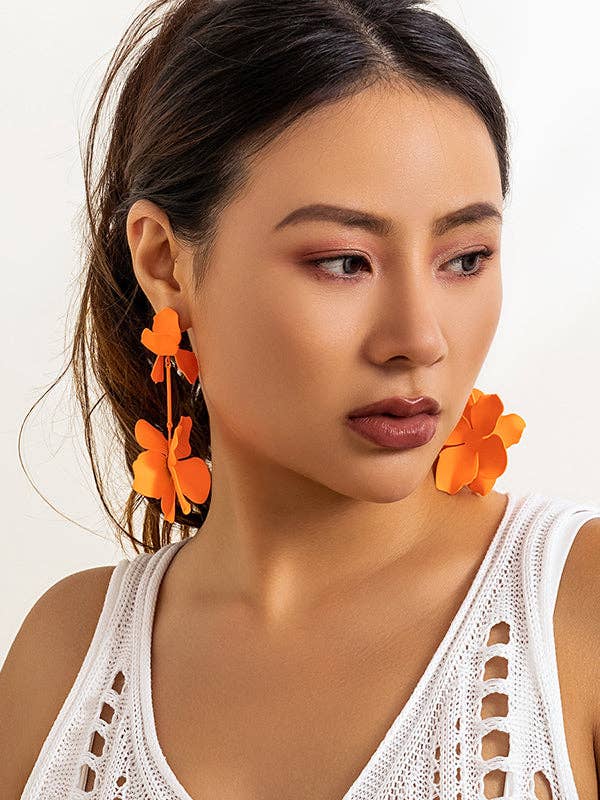 Flower Shape Drop Earrings Earrings Accessories: FUCHSIA / One_size