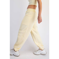 FLEECED TERRY FLOW JOGGER PANTS: Peach Pink / S-M-L(2-2-2)