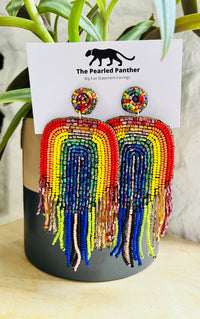 Rainbow Beaded Statement Earrings Pride Colorful Nature