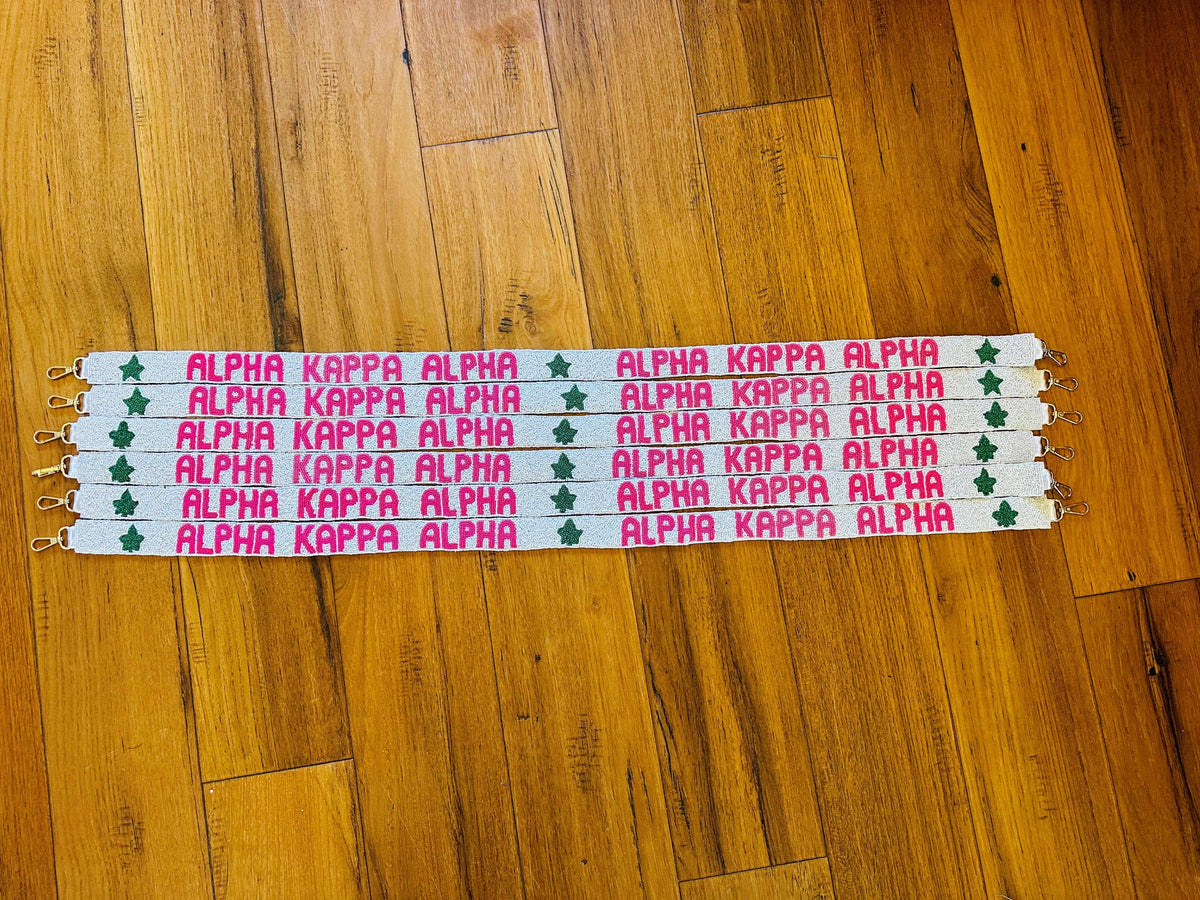 White Alpha Kappa Alpha AKA Sorority Beaded Purse Strap