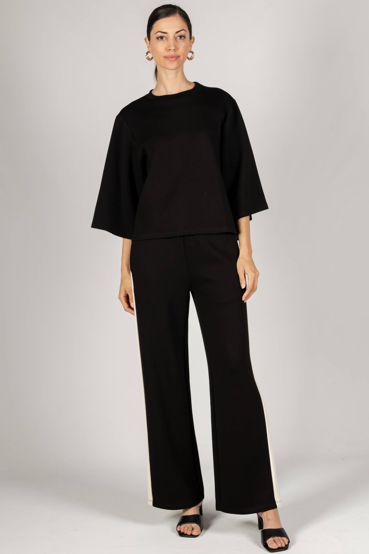 P. CILL Butter Modal 3/4 Sleeve Top: Black