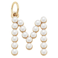 Pearl-Studded Letter Charm in Ivory: G