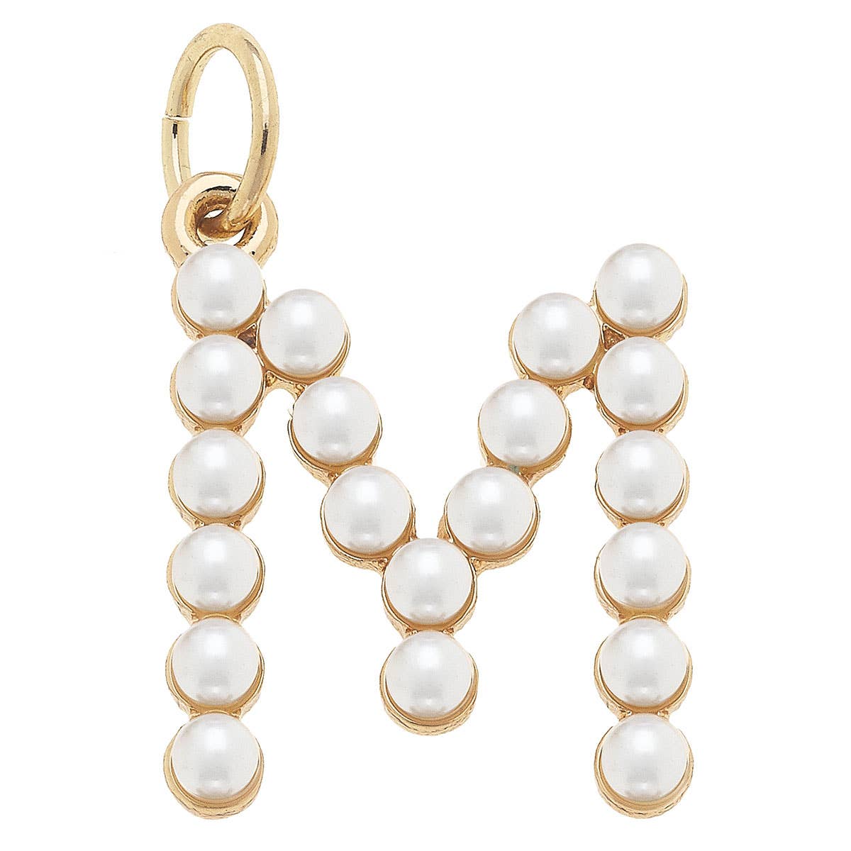 Pearl-Studded Letter Charm in Ivory: U