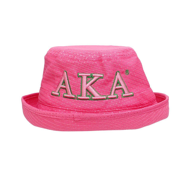AKA Sorority Pink Mesh Embroidered Bucket Hat