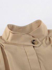 Bubble Sleeve Cropped Trench Coat Women Khaki N6D088: Khaki / S