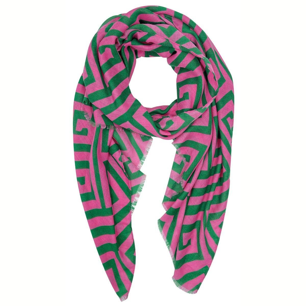 Scarf Wrap Grecian Print Pink Green for Women