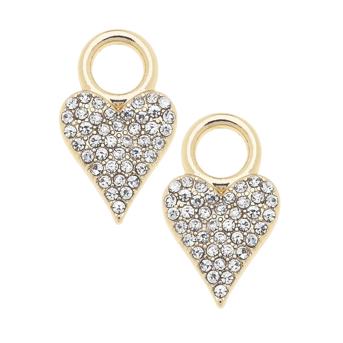 CANVAS STYLE CHARM BAR-Pave Heart Huggie Charm (Set of 2) in Shiny Gold
