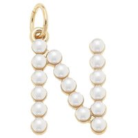 Pearl-Studded Letter Charm in Ivory: I