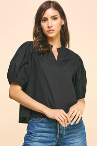 Valerie  V-NECK WOVEN TOP