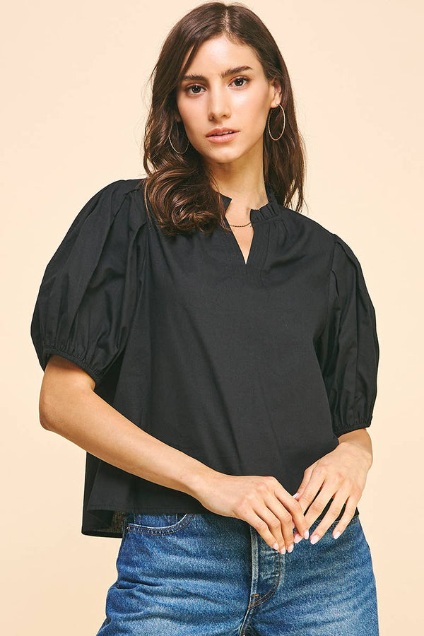 Valerie  V-NECK WOVEN TOP