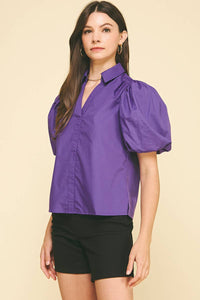 BUBBLE SLEEVE BLOUSE TOP - 5707TB: FAIRY RED / S
