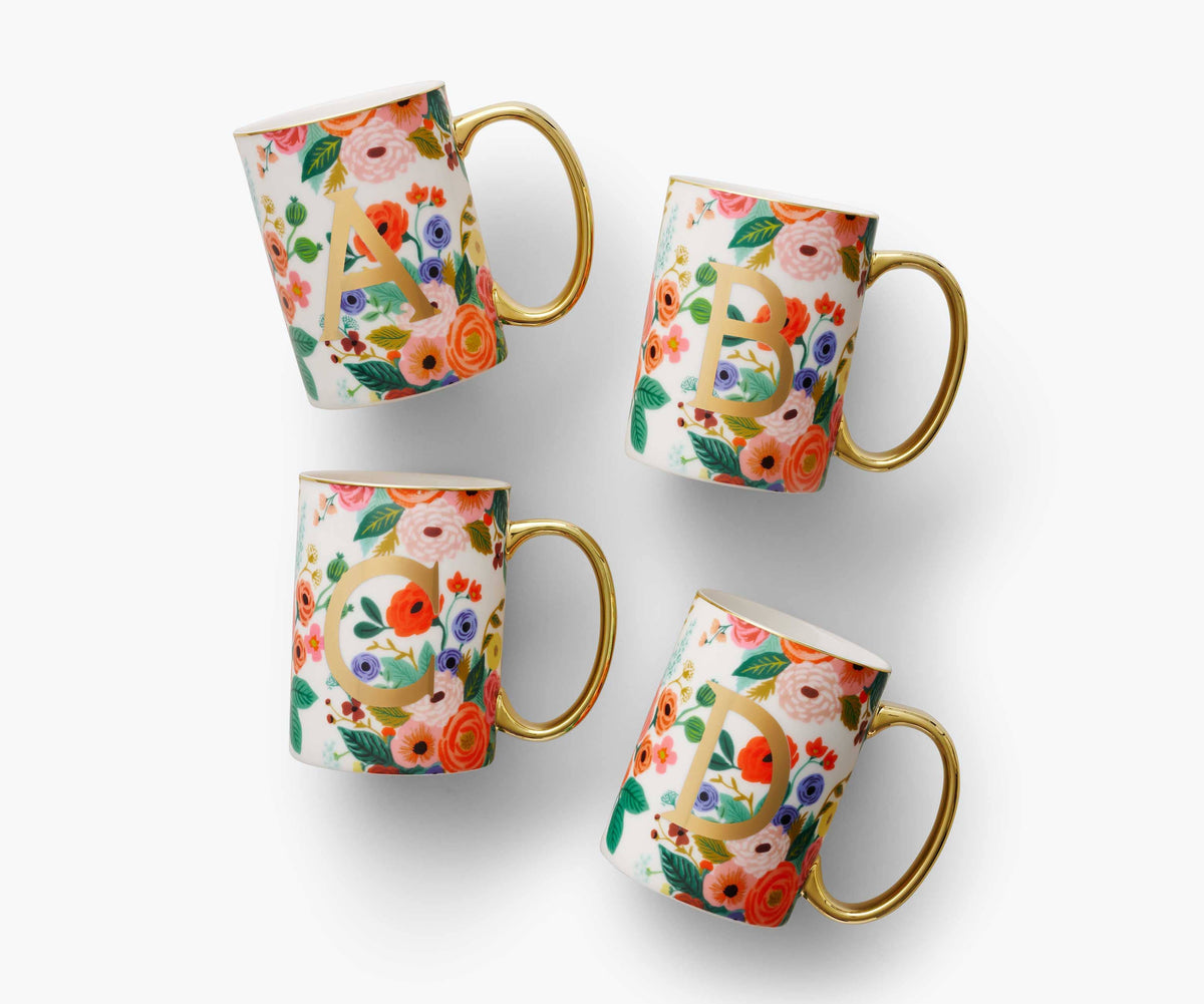 Garden Party Porcelain Monogram Initial Mug