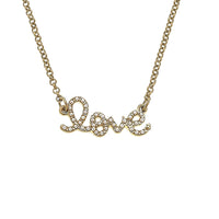 Pearl Studded Script Necklace in Worn Gold: Blessed, Loved, Mama, Faith