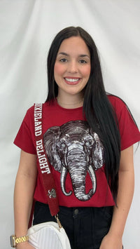 T-Town Elephant Tusks Univ of Alabama | Women's Sequin Design Tee (Crimson):