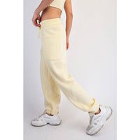 FLEECED TERRY FLOW JOGGER PANTS: Peach Pink / S-M-L(2-2-2)