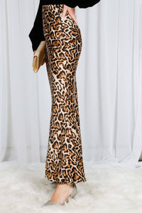 Henley Neck Elastic Smocked Leopard Print Blouse or  Leopard Print Bias Cut Satin Maxi Skirt
