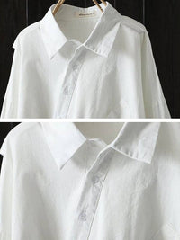 Urban Loose Black White Long Sleeves Irregular Blouse: BLACK / One_size