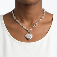 AKA Silver 1908 Legacy Heart Lock Chain Necklace: Silver / Rhodium / 18 inches