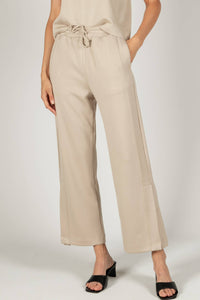 P. CILL Butter Modal Side Binding Wide Leg Pants: Black
