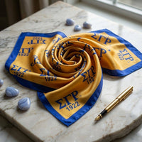 SGRHO Long Blue and Yellow 1922 Rectangle Scarf: Color: Gold and Blue / Plating: Multi Tone / Size: 64 x 16 inches
