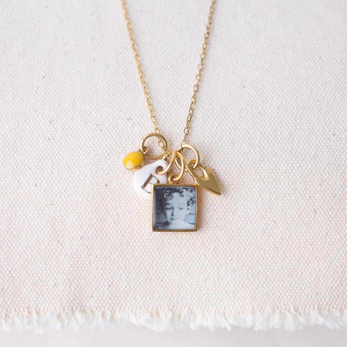 Custom Personalized Square Photo Artwork Logo Charms: Antique Gold / Small
