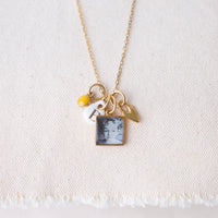 Custom Personalized Square Photo Artwork Logo Charms: Antique Gold / Small