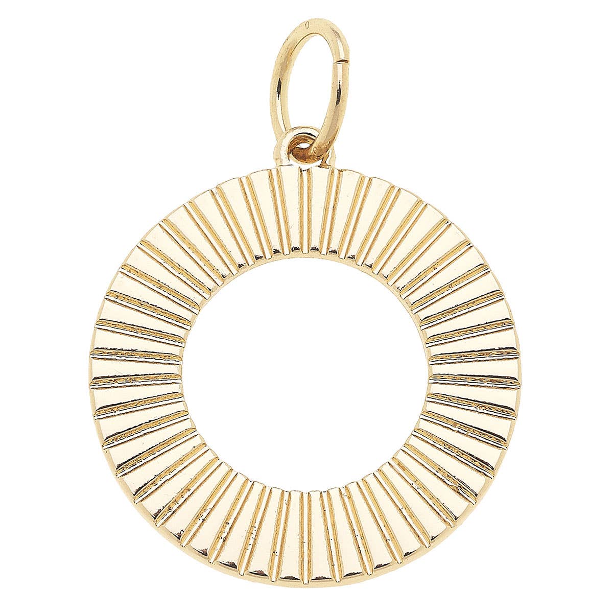 CANVAS STYLE CHARM BAR-Fluted Metal Disc Charm in Shiny Gold