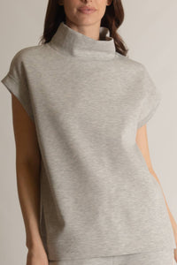 P. CILL Butter Modal Mock Neck Capped Sleeve Top: Black, Taupe  or Navy