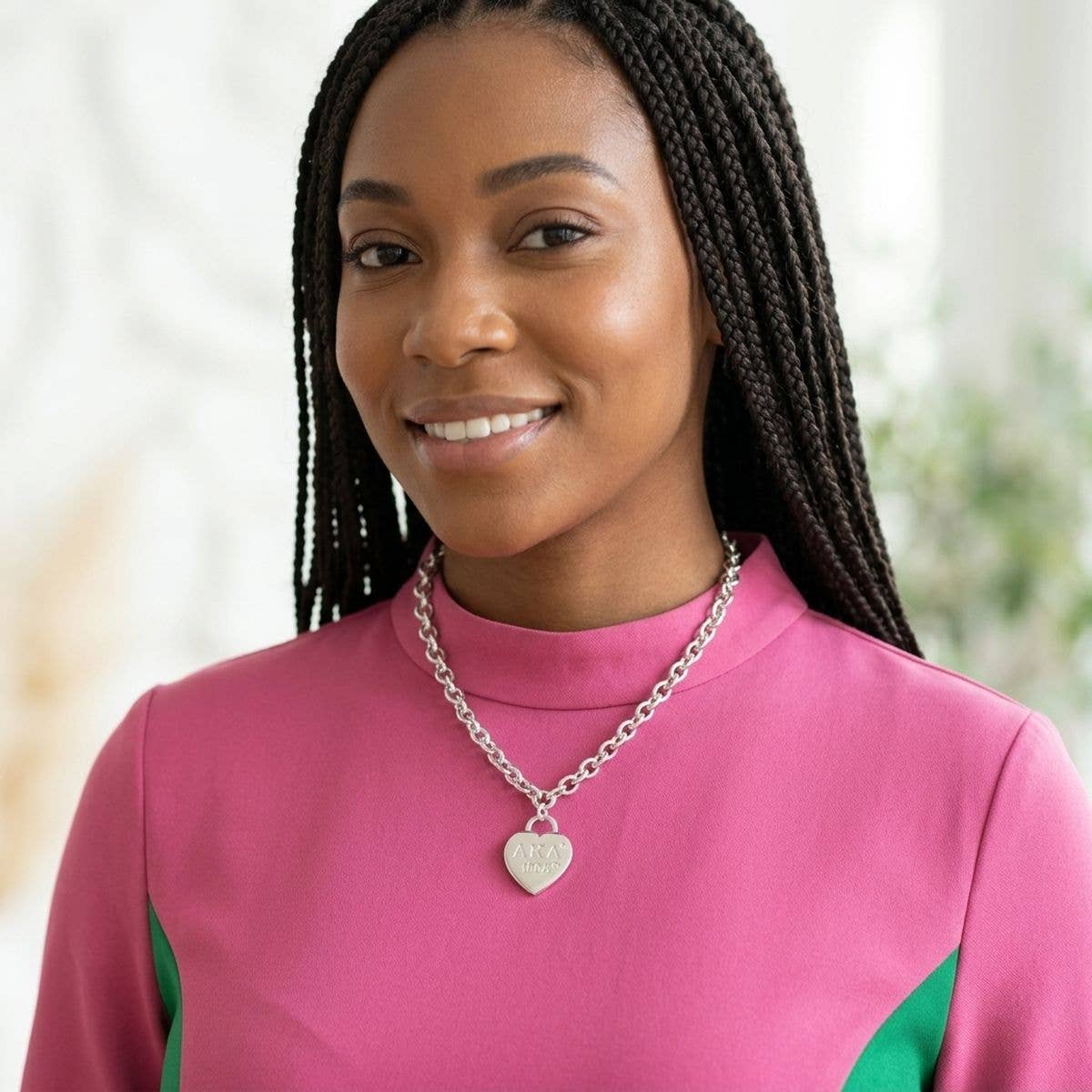 AKA Silver 1908 Legacy Heart Lock Chain Necklace: Silver / Rhodium / 18 inches