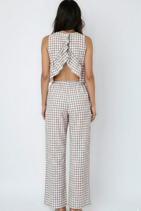 Gingham Pants & Top Set: Black / M
