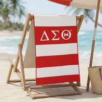 DST Red and White Microfiber Stripe Beach Towel
