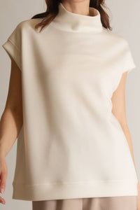 P. CILL Butter Modal Mock Neck Capped Sleeve Top: Black, Taupe  or Navy