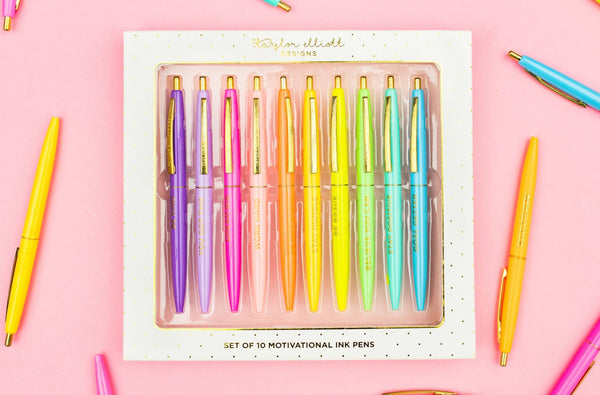 Pen Set - Motivational - Asst Colors - 10 Piece Set