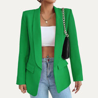 Timeless Solid Color Long Sleeve Open-Front Blazer